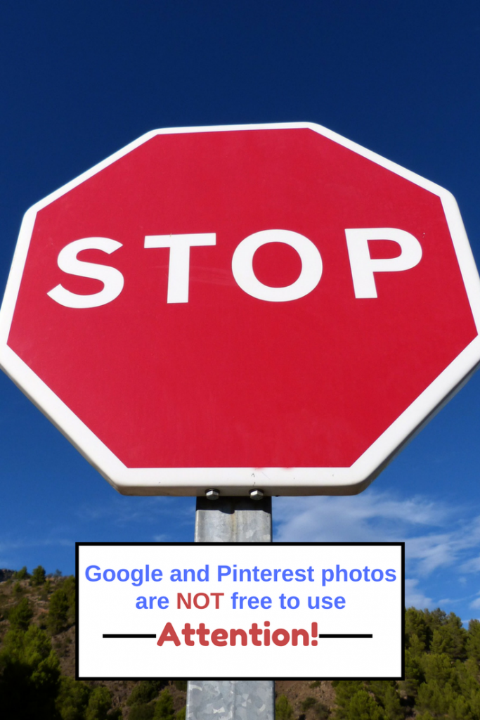 Google (and Pinterest) photos are NOT free to use